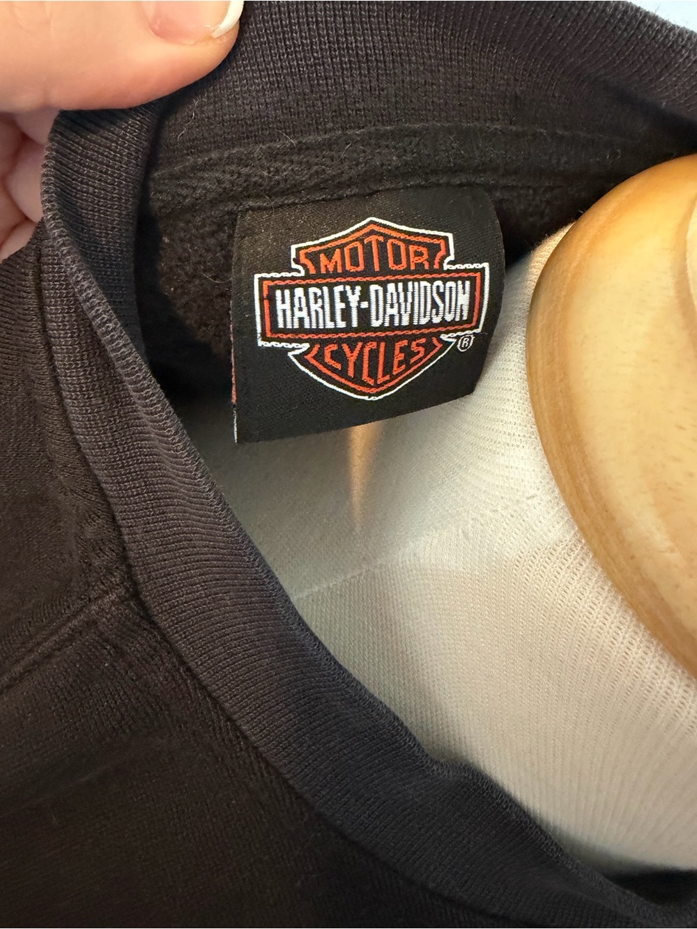 Harley-Davidson Black Crewneck with Orange Logo Embroidery - Picture 3 of 4